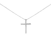 .925 Sterling Silver 1.00 Cttw Lab Grown Diamond Cross Pendant Necklace (F-G Color, VS2-SI1 Clarity) - 18 inch