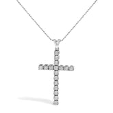 .925 Sterling Silver 1/4 Cttw Diamond Miracle Set Cross Unisex Pendant Necklace 18" (I-J Color, I3 Clarity)
