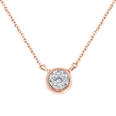 10K Gold Round Brilliant-Cut Diamond Modern Bezel-Set Solitaire Pendant Necklace (J-K Color, I2-I3 Clarity) - 16" with 2" Extender