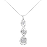 10K White Gold 1/4 cttw 3-Stone Diamond Drop Twisted Pendant Necklace (I-J, I2-I3)