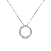 .925 Sterling Silver 1/4 Cttw Round-cut Diamond Open Circle Halo 18" Pendant Necklace (I-J Color, I2-I3 Clarity)