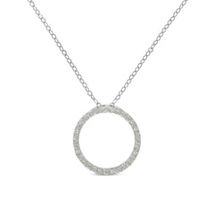 .925 Sterling Silver 1/3 Cttw Round-cut Diamond Open Circle Halo 18" Pendant Necklace (I-J Color, I2-I3 Clarity)