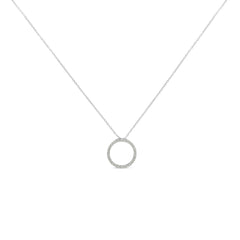 .925 Sterling Silver 1/3 Cttw Round-Cut Diamond Open Circle Halo 18" Pendant Necklace (I-J Color, I2-I3 Clarity)