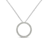 .925 Sterling Silver 3/4 Cttw Round-Cut Diamond Open Circle Halo 18" Pendant Necklace (I-J Color, I3 Clarity)