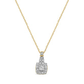 10K Yellow Gold Plated .925 Sterling Silver 1/4 Cttw Diamond Square Pendant Necklace (J-K Color, I1-I2 Clarity) - 18"