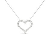 .925 Sterling Silver 2.0 Cttw Diamond Open Heart 18" Pendant Necklace (I-J Color, I2-I3 Clarity)