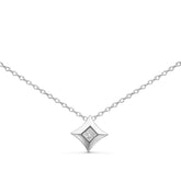 10K Gold 1/5 Cttw Bezel Set Princess Diamond Kite Shaped Solitaire Pendent Necklace