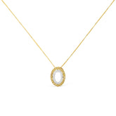 14K Yellow Gold Plated .925 Sterling Silver 1/2 Cttw Color Treated Diamond Double Oval Shape 18" Pendant Necklace (Yellow Color, I2-I3 Clarity)