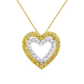 2 Micron 14K Yellow Gold Plated Sterling Silver Color Treated Diamond Heart Pendant Necklace (1/2 cttw, Yellow Color, I2-I3 Clarity)