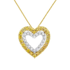 2 Micron 14K Yellow Gold Plated Sterling Silver Color Treated Diamond Heart Pendant Necklace (1/2 cttw, Yellow Color, I2-I3 Clarity)