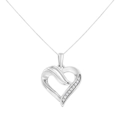 .925 Sterling Silver 1/10 Cttw Diamond Open Heart 18" Pendant Necklace (I-J Color, I2-I3 Clarity)