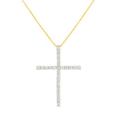 .925 Sterling Silver 2.0 Cttw Round Shape Diamond 1-1/4" Cross Pendant with Box Chain Necklace (I-J Color, I1-I2 Clarity) - 18"