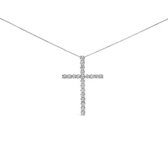 14K White Gold 4.0 Cttw Lab Grown Diamond Cross 18" Inch Pendant Necklace (F-G Color, VS2-SI1 Clarity)