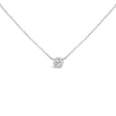 14K White Gold 1.0 Cttw Round Brilliant-Cut Diamond Modern Bezel-Set Solitaire Adjustable 16"-18" Pendant Necklace (G-H Color, SI1-SI2 Clarity)