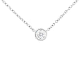 10K Gold 0.25 Carat Diamond Classic Bezel-Set Solitaire Pendant Necklace with 16"-18" Adjustable Chain (H-I Color, SI2-I1 Clarity)