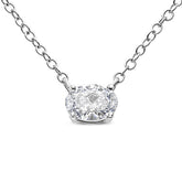 14K White Gold 1/2 Cttw Lab Grown Oval Shape Solitaire Diamond East West 18" Pendant Necklace (E-F Color, VS1-VS2 Clarity)