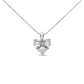 10K White Gold 1/4 Cttw Diamond 3 Stone Heart Shaped Pendant 18" Necklace (J-K Color, I1-I2 Clarity)