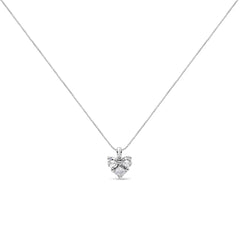 10K White Gold 1/4 Cttw Diamond 3 Stone Heart Shaped Pendant 18" Necklace (J-K Color, I1-I2 Clarity)