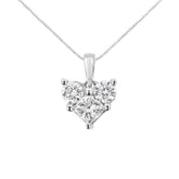 10K White Gold 1/2 Cttw Round and Princess-Cut Diamond Heart Shape 18" Pendant Necklace (H-I Color, SI2-I1 Clarity)