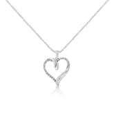 .925 Sterling Silver 1/10 Cttw Prong-Set Round Cut Diamond Open Heart 18" Pendent Necklace (I-J Color, I2-I3 Clarity)