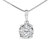 14k White Gold 1/2 Cttw Lab Grown Diamond Floral Cluster Pendant 18" Necklace (G-H Color, VS1-VS2 Clarity)