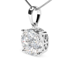 14k White 1.00 Cttw Lab Grown Diamond Cluster Pendant 18" Necklace (G-H Color, VS1-VS2 Clarity)