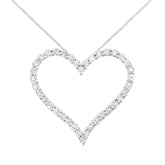 .925 Sterling Silver 3.0 cttw Round-Cut Diamond Open Heart Pendant Necklace (I-J Color, I2-I3 Clarity) - 18"