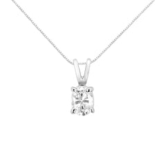 AGS Certified 14K White Gold 1/3 cttw Diamond Oval 18" Pendent Necklace (H-I Color, VS1-VS2 Clarity)