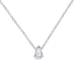 AGS Certified 14K White Gold 1/2 Cttw Diamond Pear 18" Pendant Necklace (H-I Color, VS2-SI1 Clarity)