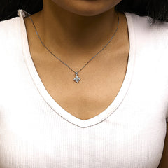 10K White Gold 1/5 Cttw Diamond Geometric Design Pendant Necklace
