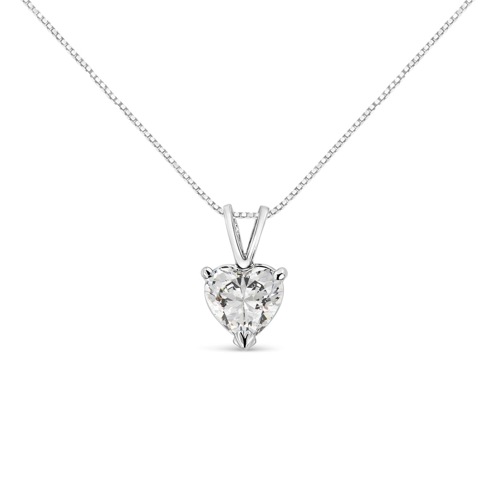 14K White Gold Martini Set 1.00 Cttw Lab Grown Heart Diamond Solitaire 18" Pendant Necklace (F-G Color, VS1-VS2 Clarity)