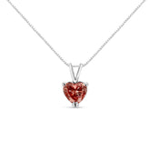 IGI Certified 14K White Gold Martini Set 1.00 Cttw Lab Grown Pink Heart Diamond Solitaire 18" Pendant Necklace (Pink Color, SI2 Clarity)