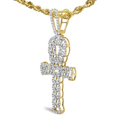 Men's 10K Yellow Gold 1.00 Cttw Ankh Cross Pendant