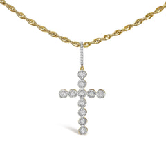 10K Yellow Gold 5/8 Cttw Miracle Set Round Diamond Circle Link Cross Pendant Necklace for Men (H-I Color, SI1-SI2 Clarity) - NO CHAIN INCLUDED