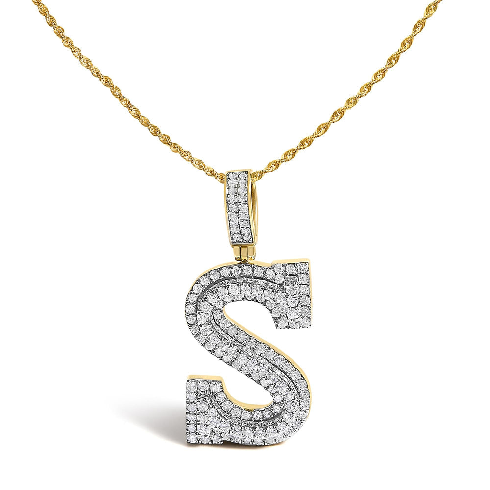 Men's 10K Yellow Gold 1 5/8 Cttw Letter S Initial Pendant Necklace