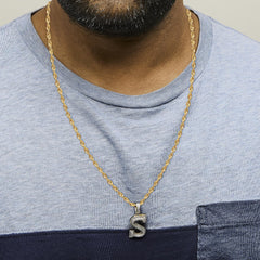 Men's 10K Yellow Gold 1 5/8 Cttw Letter S Initial Pendant Necklace