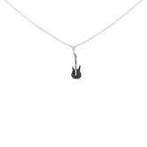 925 Sterling Silver 1/10 Cttw Treated Diamond Guitar 18" Pendant Necklace (Blue Color, I2-I3 Clarity)