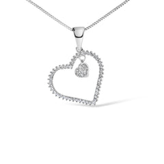 925 Sterling Silver 1/3ct TDW Diamond Heart Pendant Necklace