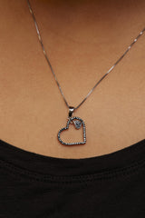 925 Sterling Silver 1/3ct TDW Blue Treated Diamond Heart Pendant Necklace