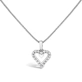 .925 Sterling Silver 1/5 Cttw Diamond Open Heart Pendant Necklace (I-J Color, I2-I3 Clarity) - 18" Inches