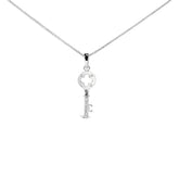 .925 Sterling Silver Diamond Accent Key Pendant Necklace (I-J Color, I2-I3 Clarity) - 18" Inches