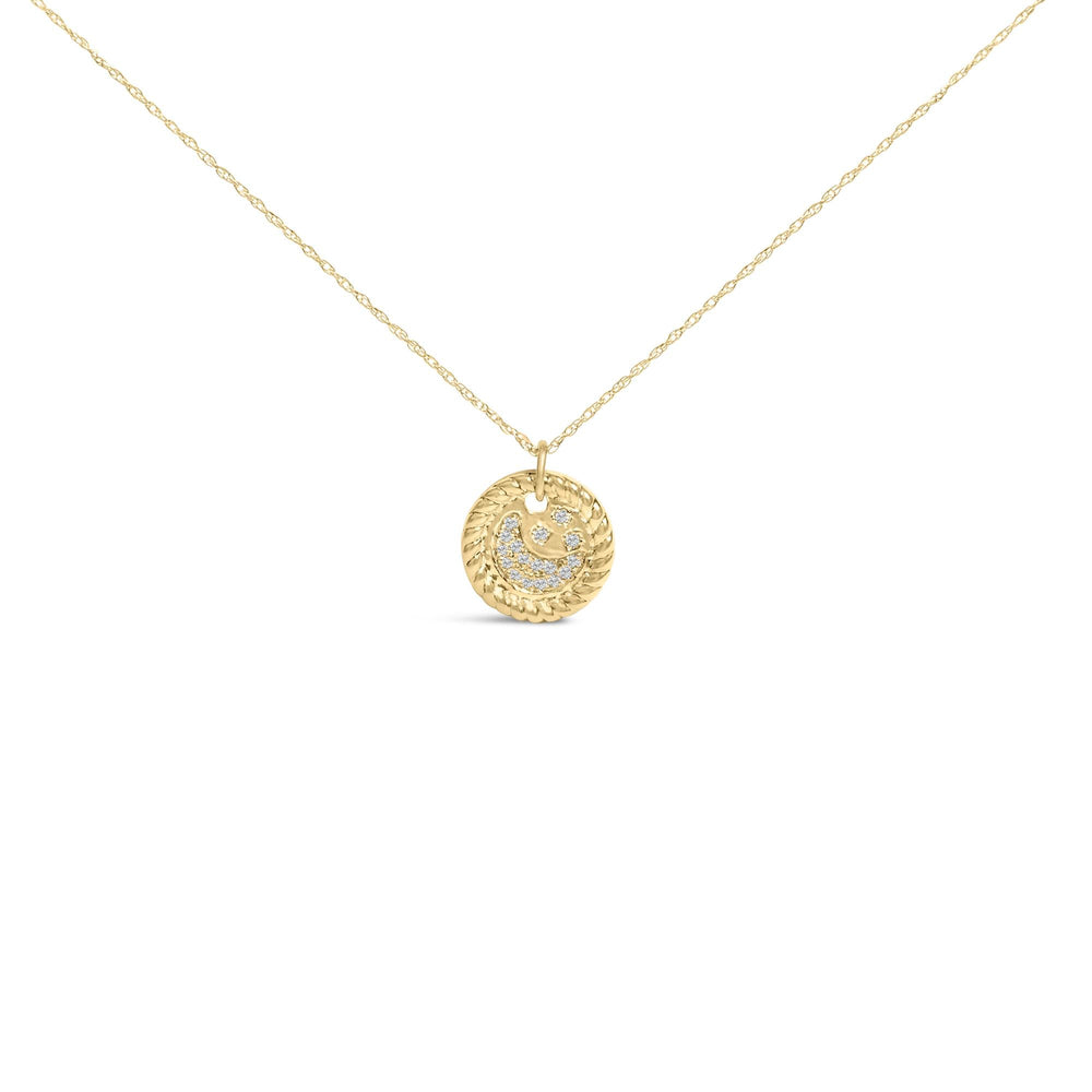 10K Yellow Gold Diamond Accent Crescent Moon Pendant Necklace