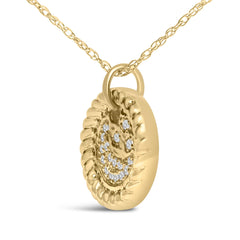 10K Yellow Gold Diamond Accent Crescent Moon Pendant Necklace