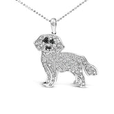 .925 Sterling Silver 1/3 Cttw White and Black Diamond Labrador Retriever Dog Pendant Necklace (I-J Color, I2-I3 Clarity) - 18" Inches