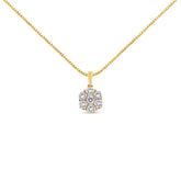 14K Yellow Gold 2.00 Cttw Brilliant Round-Cut Diamond 7 Stone Flower Cluster 18" Pendant Necklace (H-I Color, SI2-I1 Clarity)