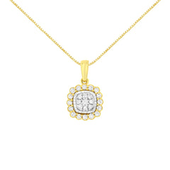 10K Yellow Gold Plated .925 Sterling Silver 1/4 Cttw Diamond 18" Pendant Necklace (I-J Color, I1-I2 Clarity)