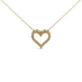 10K Yellow Gold Flashed .925 Sterling Silver 1/2 Cttw Champagne Diamond Miracle Plate Heart Pendant Necklace (K-L Color, I1-I2 Clarity) - 18"