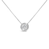 14K White Gold 1 1/6 Cttw Bezel Set Diamond Solitaire Pendant Necklace (H-I Color, SI2-I1 Clarity) - 18 Inch