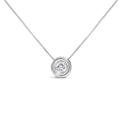 14K White Gold 1 1/6 Cttw Bezel Set Diamond Solitaire Pendant Necklace (H-I Color, SI2-I1 Clarity) - 18 Inch