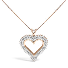 .925 Sterling Silver Diamond Heart 18" Pendant Necklace (I-J Color, I2-I3 Clarity)